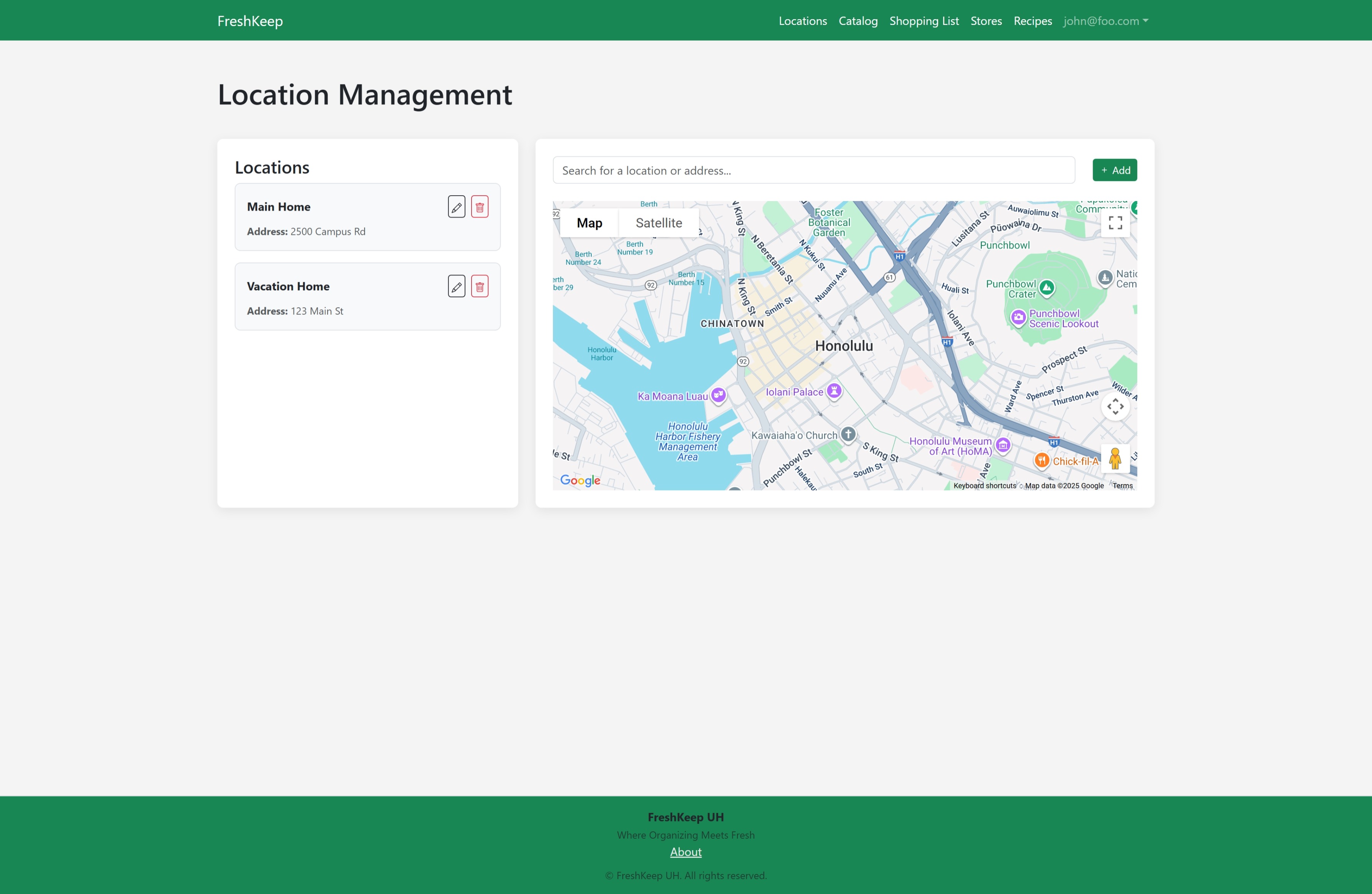 FreshKeep locations page