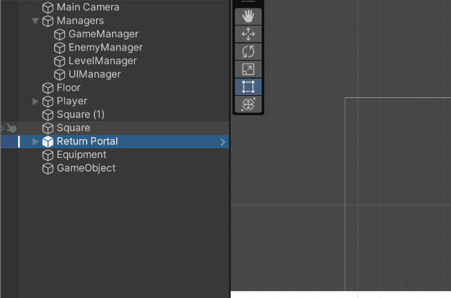 Hierarchy panel in game editor